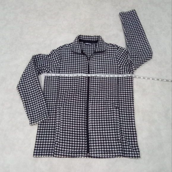 LANDS END Black and White Houndstooth Pattern Extra Soft Zip Close Jacket - Picture 3 of 11